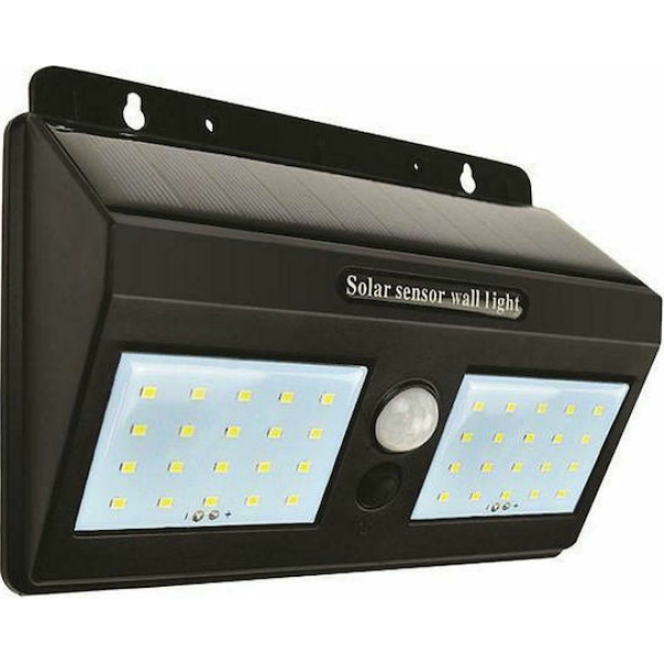 Eurolamp Επιτοίχιο Ηλιακό Φωτιστικό 1.2W 120lm Ψυχρό Λευκό 6500K με Αισθητήρα Κίνησης και Φωτοκύτταρο IP65 145-20811