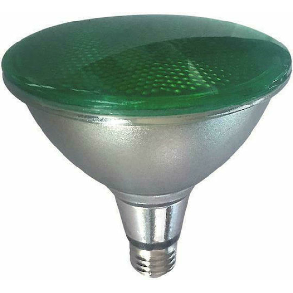 Eurolamp Λάμπα LED 15W 133mm για Ντουί E27 και Σχήμα PAR38 Πράσινο 1320lm 147-77563