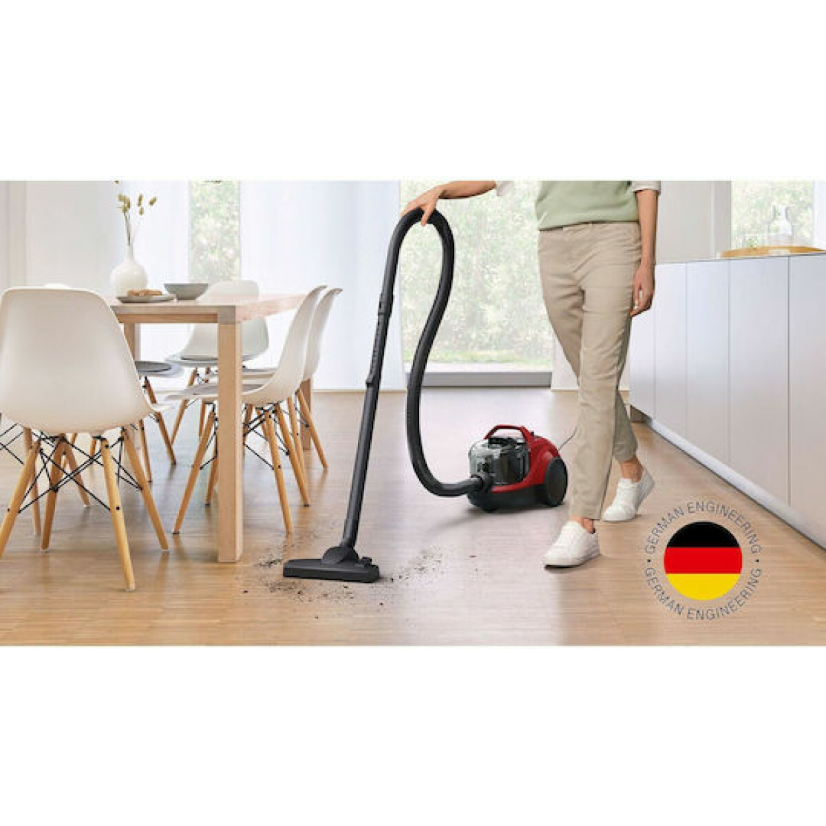 Bosch BGC21X350 Ηλεκτρική Σκούπα 750W με Κάδο 2lt Κόκκινη - Image 3