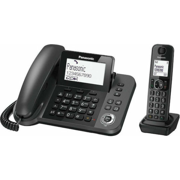Panasonic Ασύρματο Τηλέφωνο Duo με Ελληνικό Μενού Μαύρο KX-TGF310EXM