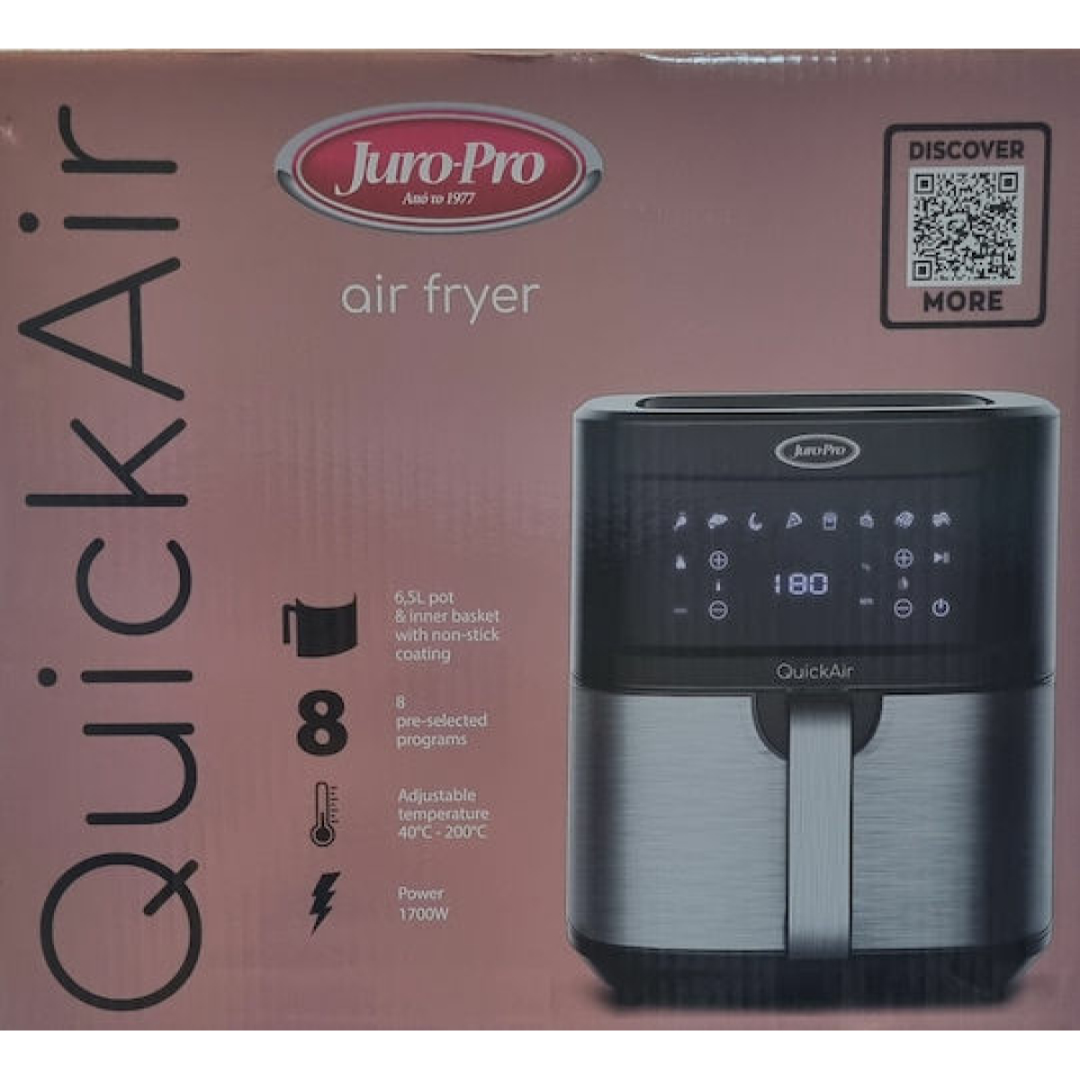 Juro-Pro Healthy Air Fryer 6.5lt Ασημί - Image 3