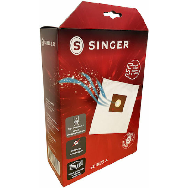 Singer Σακούλες Σκούπας 5τμχ Συμβατή με Σκούπα Singer MDB200