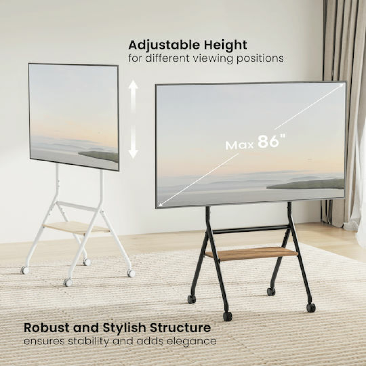 Brateck TTF13E-46FW Βάση Τηλεόρασης Δαπέδου έως 86" και 80kg Ασημί - Image 4