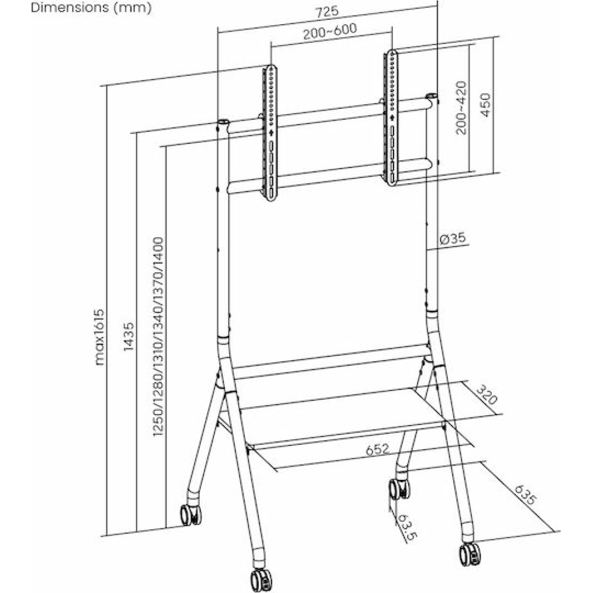 Brateck TTF13E-46FW Βάση Τηλεόρασης Δαπέδου έως 86" και 80kg Ασημί - Image 5