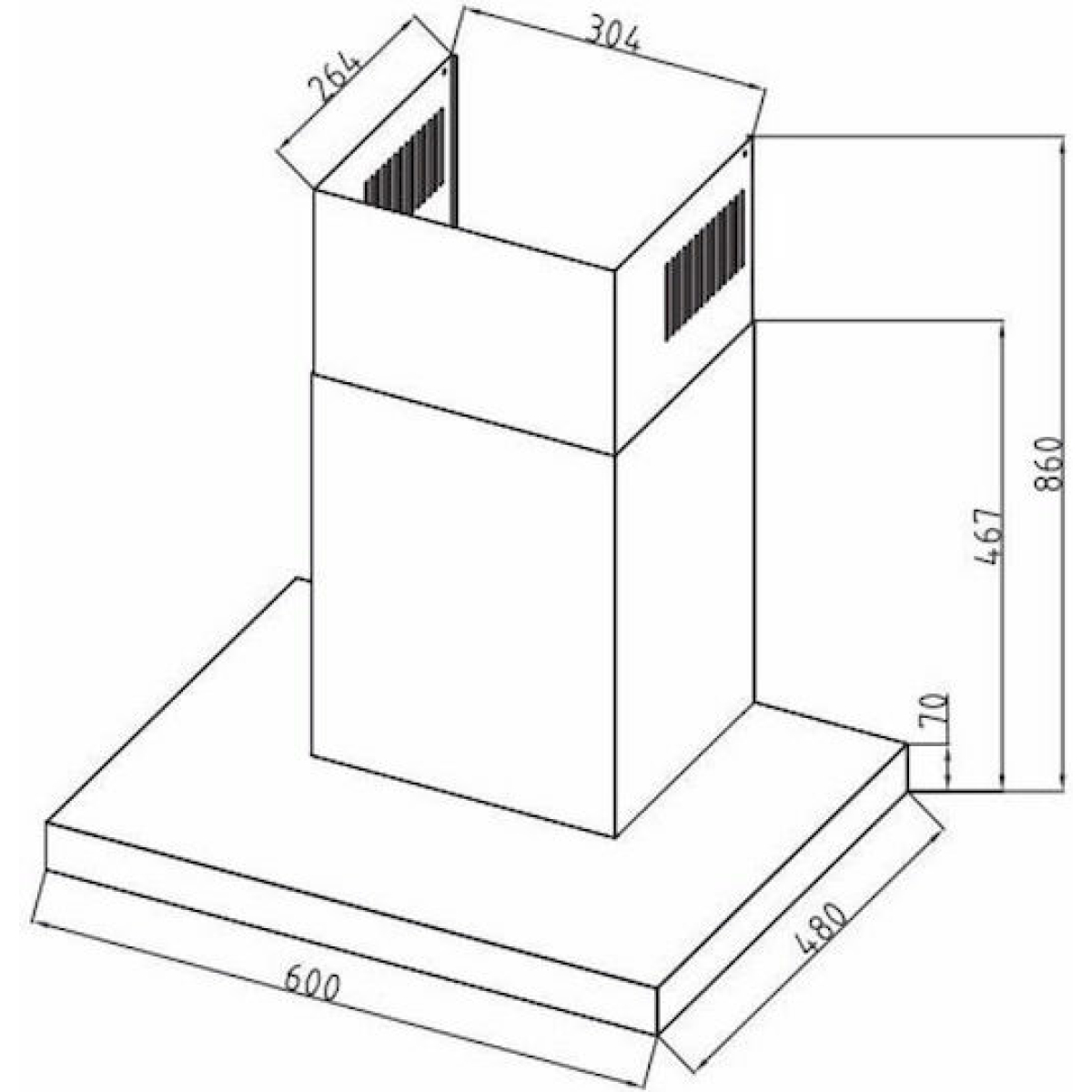 Davoline Raven Pro Απορροφητήρας Καμινάδα 60cm Μαύρος 801012124 - Image 3