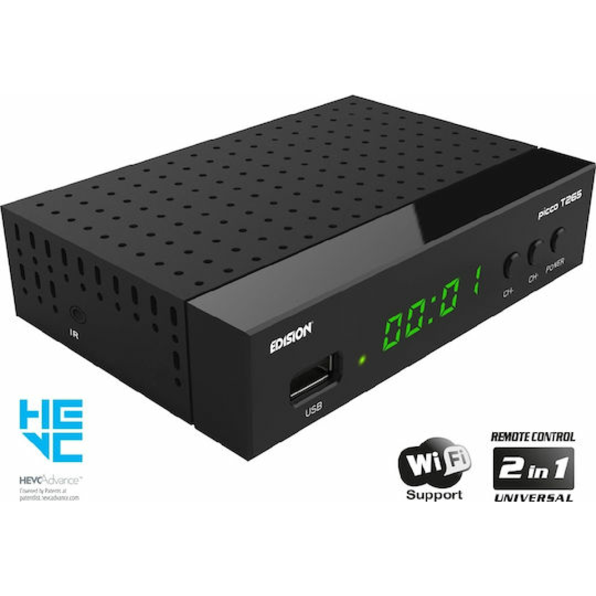 Edision Picco T265 Ψηφιακός Δέκτης Mpeg-4 Full HD (1080p) με Λειτουργία PVR (Εγγραφή σε USB) Σύνδεσεις SCART / HDMI / USB - Image 8