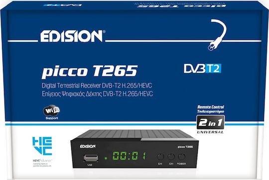 Edision Picco T265 7 Edision Picco T265 Ψηφιακός Δέκτης Mpeg-4 Full HD (1080p) με Λειτουργία PVR (Εγγραφή σε USB) Σύνδεσεις SCART / HDMI / USB - Image 2