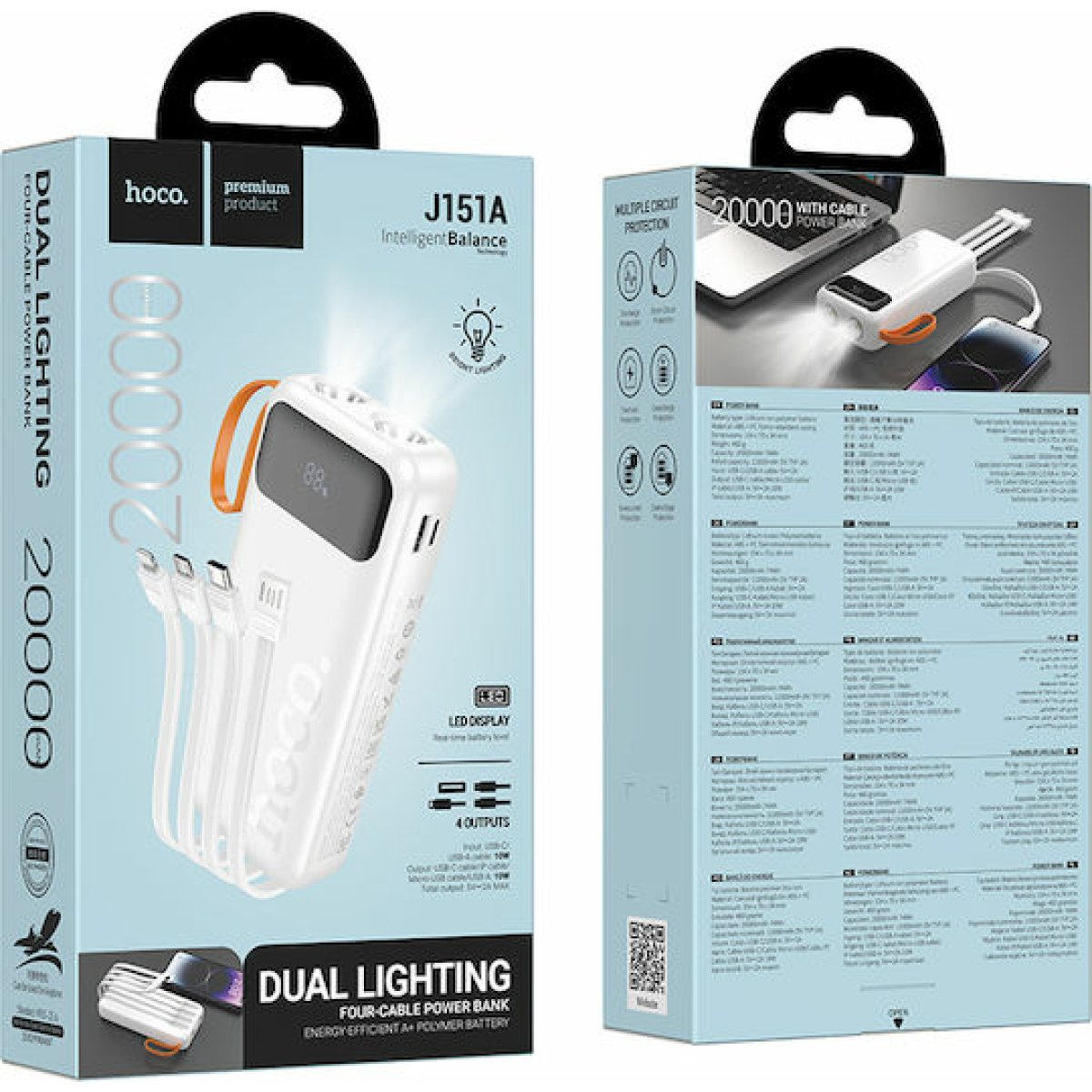 Hoco J151A Spirit Power Bank 20000mAh Λευκό - Image 2