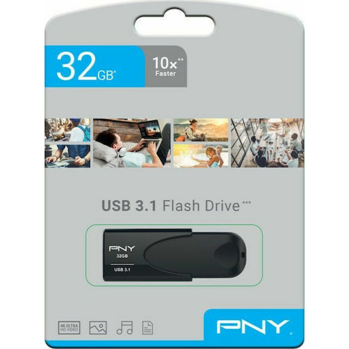 PNY Attache 4 32GB USB 3.1 Stick Μαύρο FD32GATT431KK-EF - Image 2