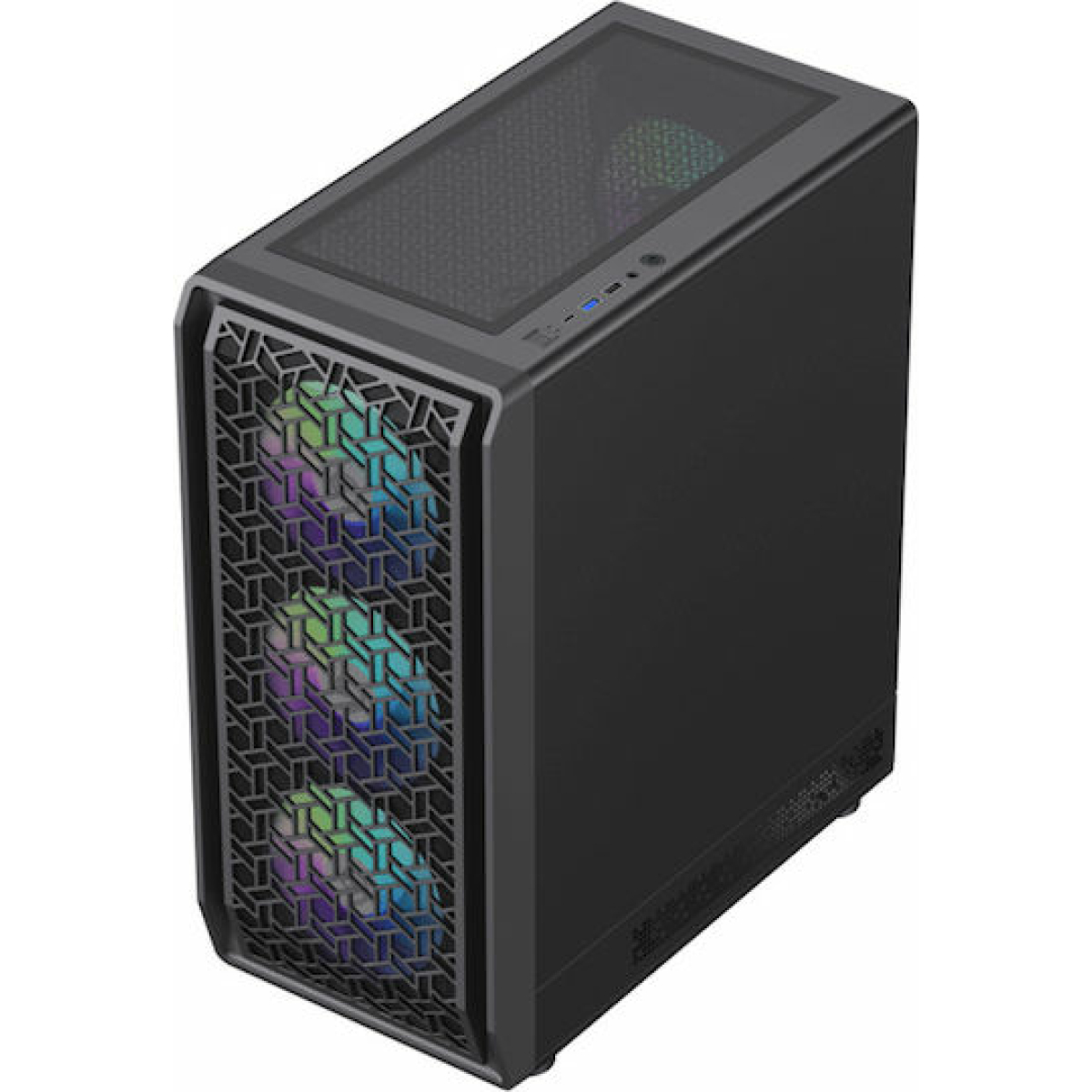 Powertech PT-1309 Gaming Midi Tower Κουτί Υπολογιστή με Πλαϊνό Παράθυρο και RGB Φωτισμό Μαύρο - Image 8