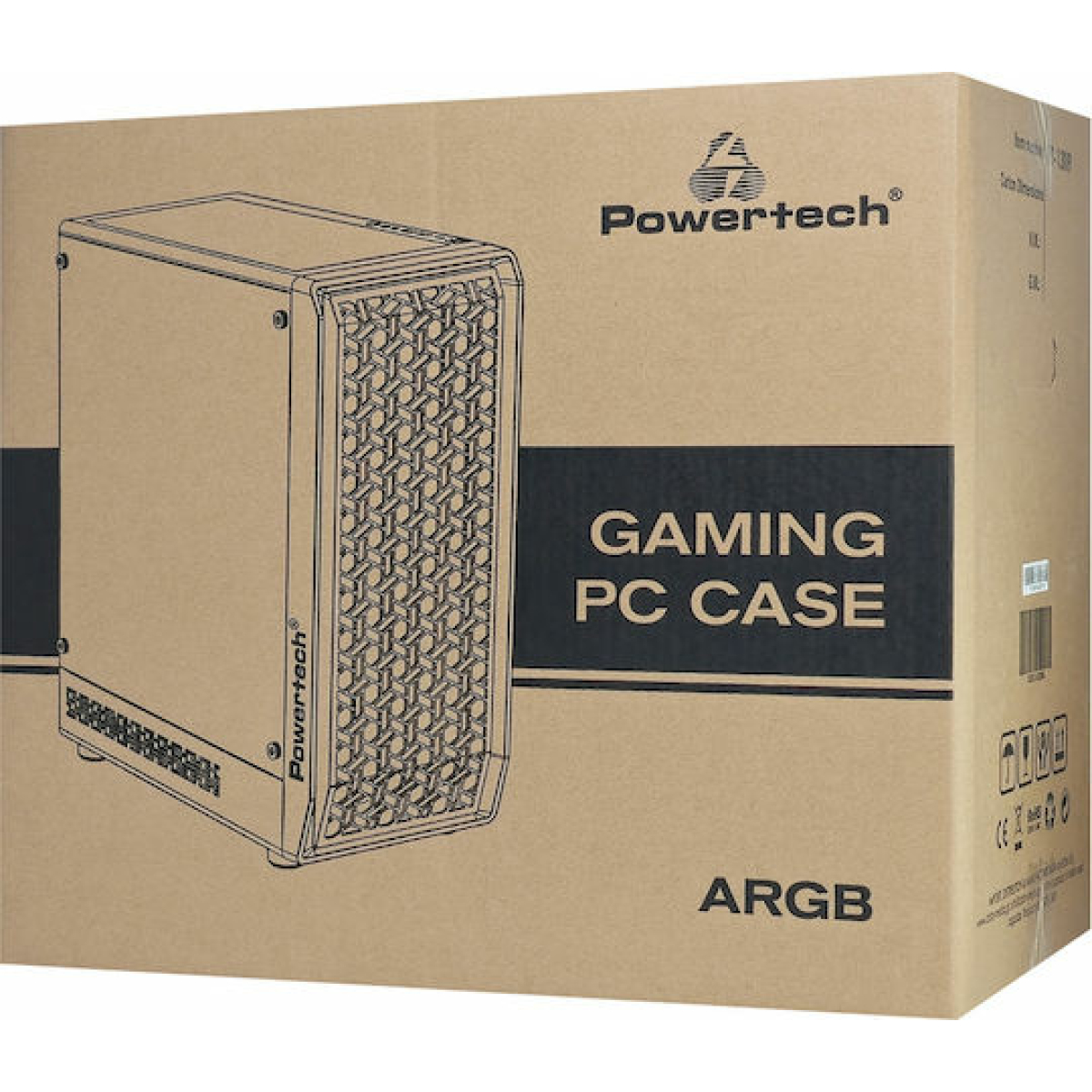 Powertech PT-1309 Gaming Midi Tower Κουτί Υπολογιστή με Πλαϊνό Παράθυρο και RGB Φωτισμό Μαύρο - Image 2