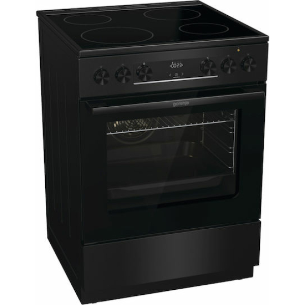 Gorenje Κουζίνα 71lt με Κεραμικές Εστίες Π60εκ. Μαύρη GEC6C40BG