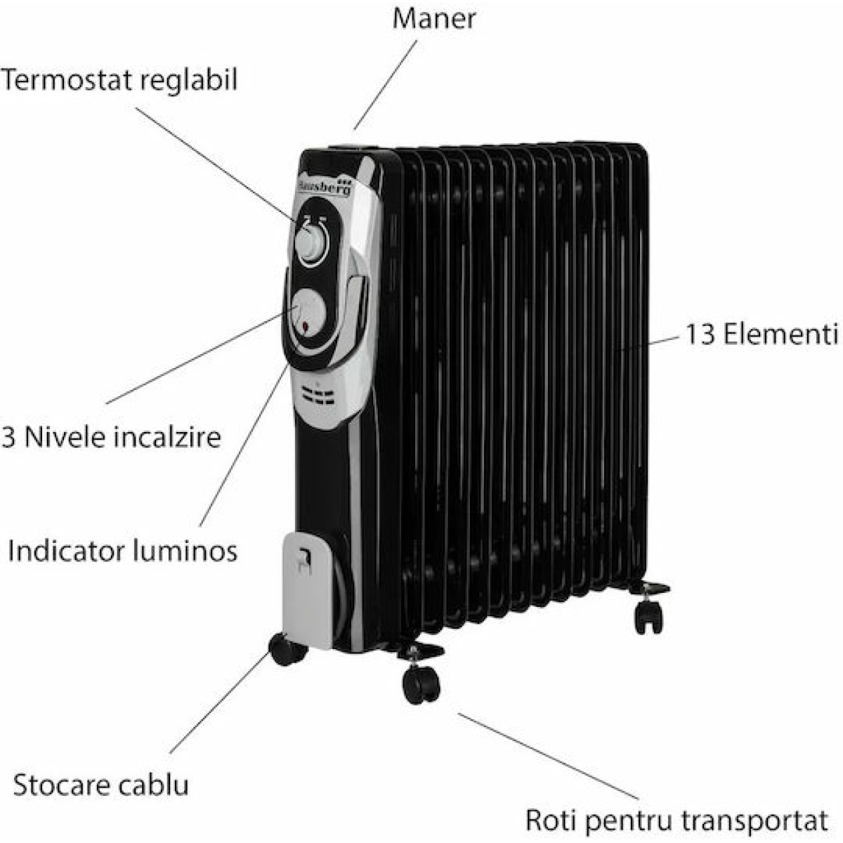 Hausberg Καλοριφέρ Λαδιού με 13 Φέτες 2500W HB-8930NG (42-8930) - Image 4