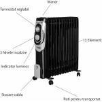 Hausberg Καλοριφέρ Λαδιού με 13 Φέτες 2500W HB-8930NG (42-8930) - Image 4