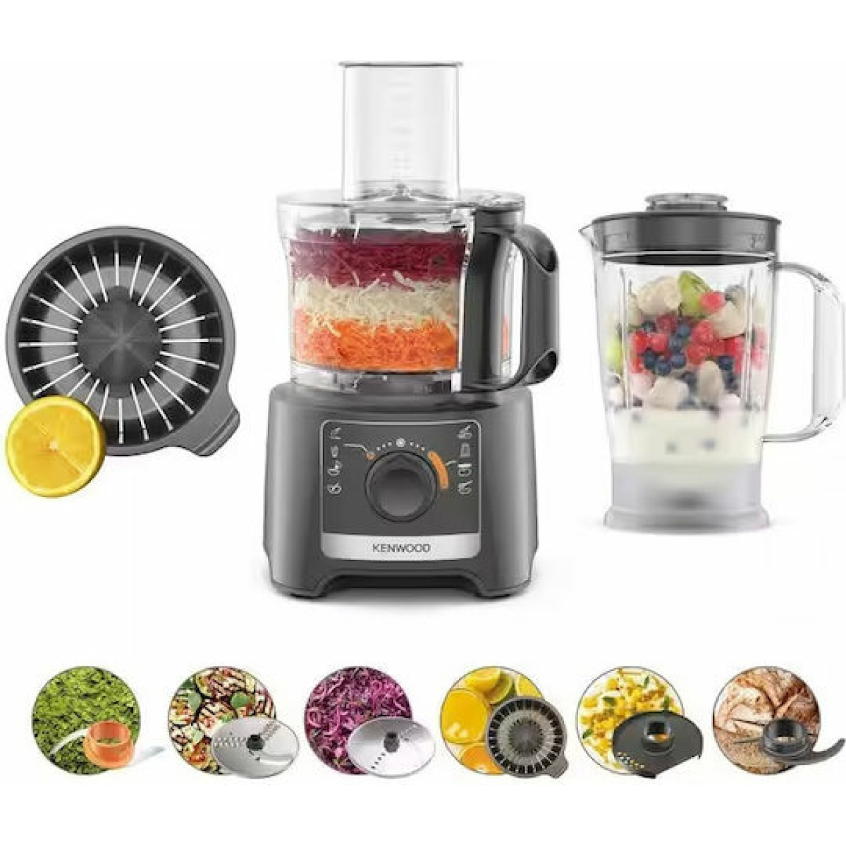 Kenwood Multipro Compact Πολυμίξερ 800W με Κάδο 2.1lt και Κανάτα Μπλέντερ Γκρι FDP31.360GY - Image 2