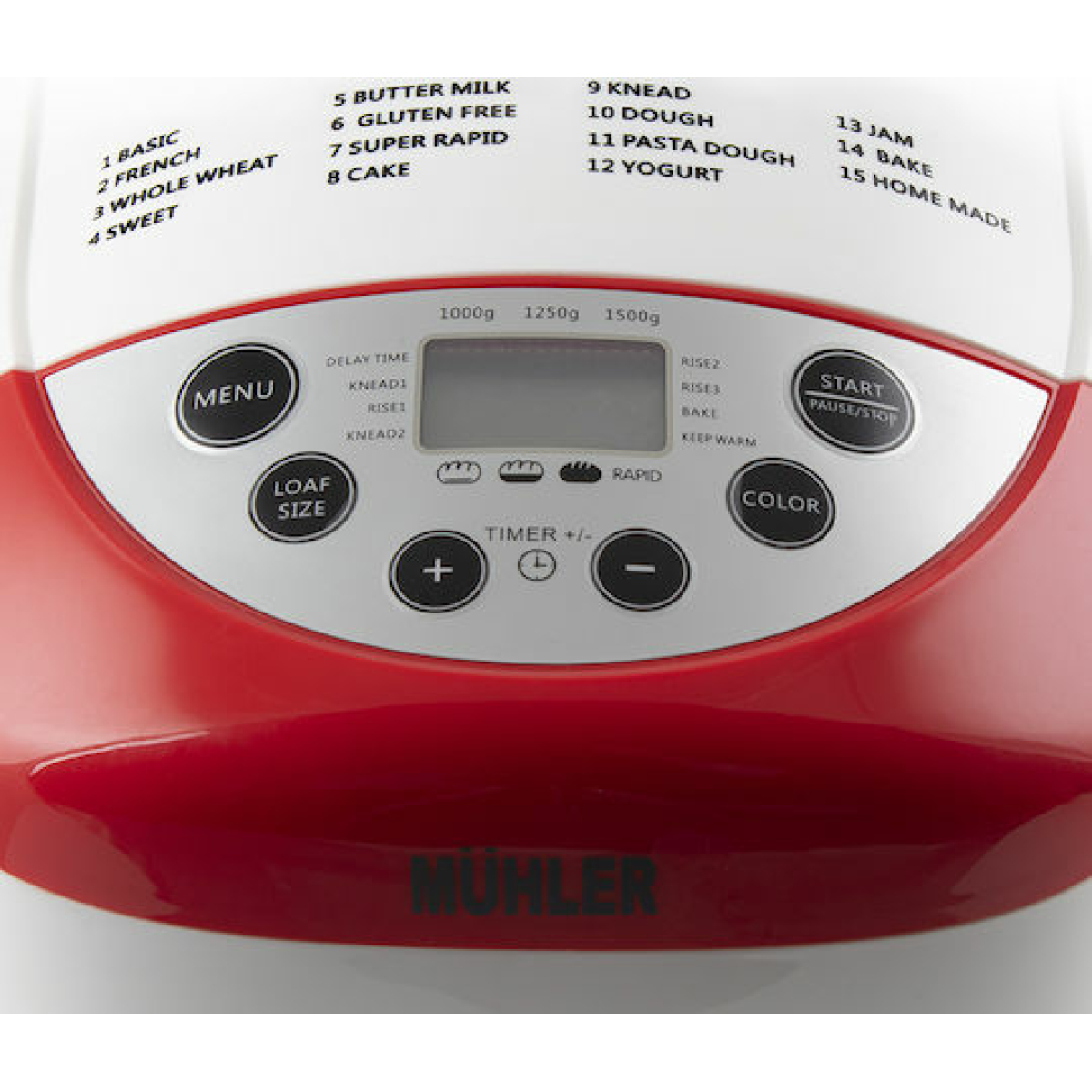 Muhler Αρτοπαρασκευαστής 850W Χωρητικότητας 1500gr με 15 Προγράμματα MBM-1502 - Image 2