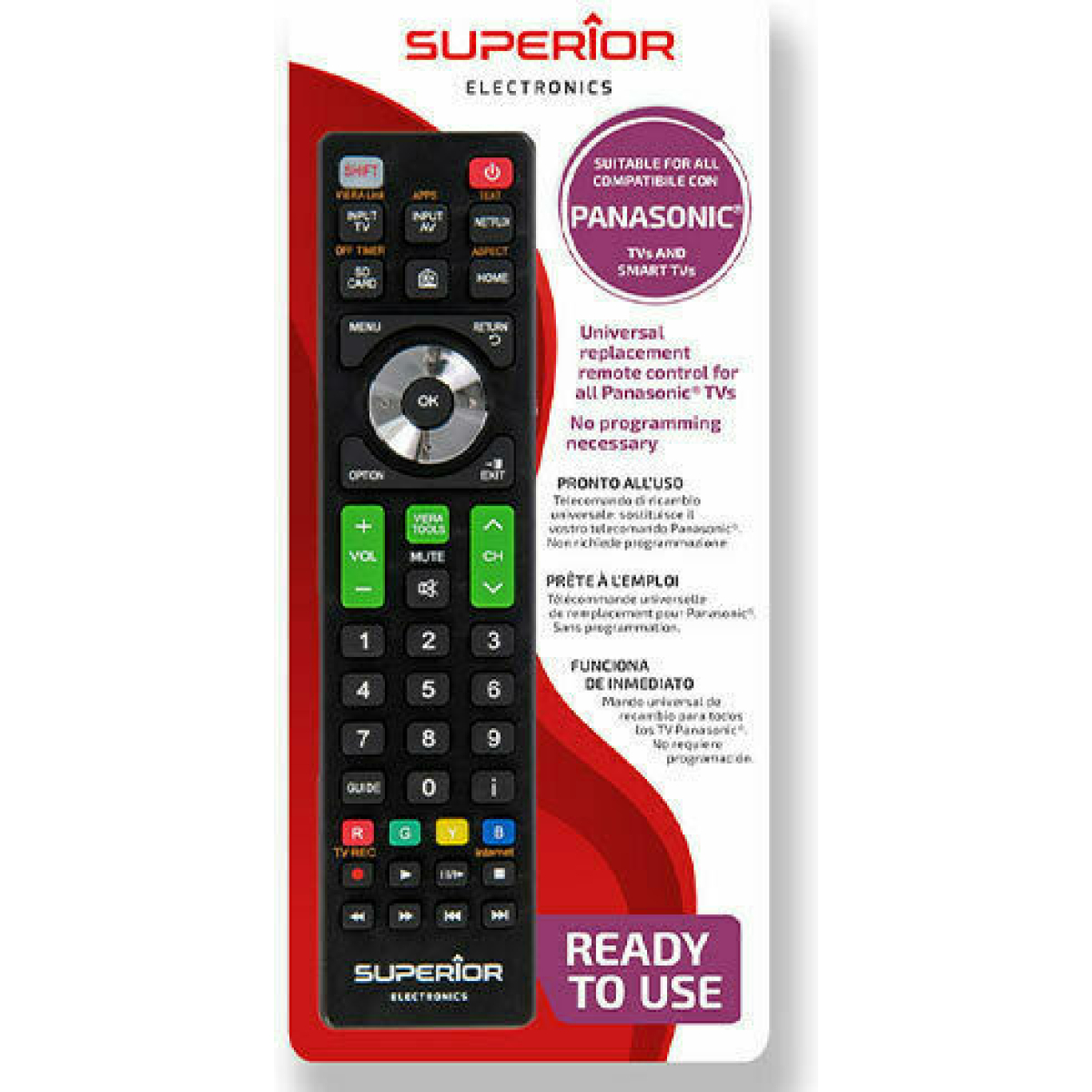 Superior Electronics Συμβατό Τηλεχειριστήριο Ready To Use για Τηλεοράσεις Panasonic Black (188-0024) - Image 2