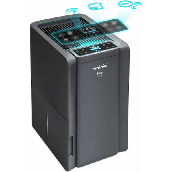 Toyotomi Kira Αφυγραντήρας με Συμπιεστή Ιονιστή και Wi-Fi 18lt Γκρι TDE-18BIVIO